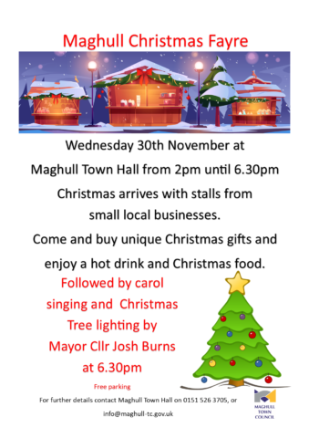 Christmas Fayre at Maghull Town Hall 30th November between 2pm and 6.30pm